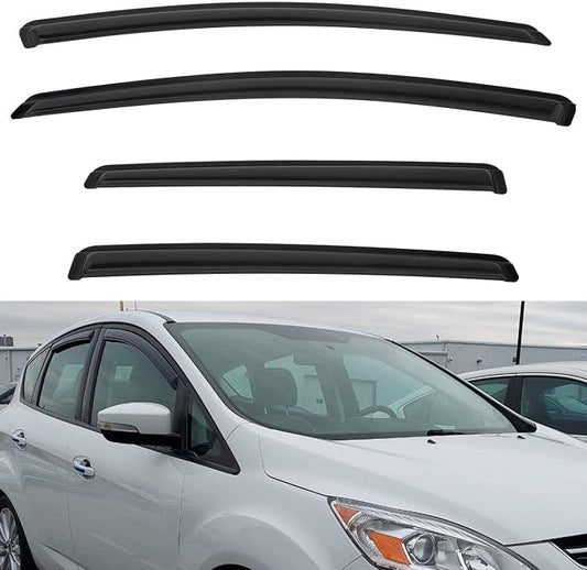 4pcs Front+Rear Smoke Tint Sun/Rain Guard Outside Mount Tape-On Vent Window by LQQDP