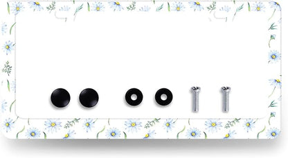 Cute Blue Daisy Flowers License Plate Frame Colorful Floral License Plate by RNKATIH