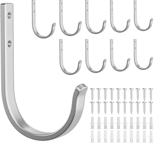 10-Pack Wall Hooks for Hanging Towel/Coat - 22LB Screw in Metal Hanger Wall by Josmimic