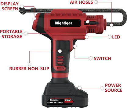 Tire Inflator 20V Cordless Mini Air Compressor DC 12V Portable Handheld Car Air - Image 7
