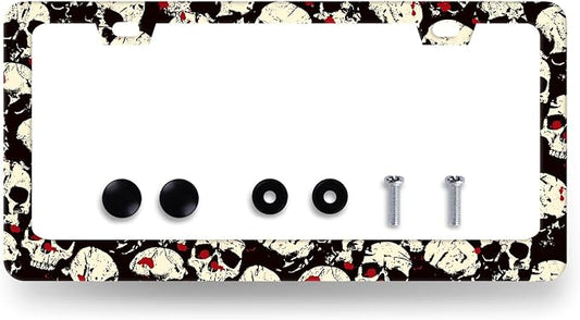 Skull License Plate Frame Skull Skeleton License Plate Holder Stainless Steel by RNKATIH