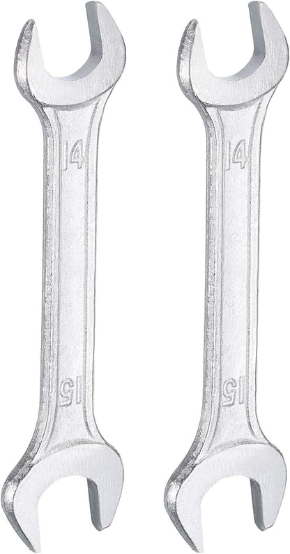 HARFINGTON 2pcs Double Open End Wrench 14mm x 15mm Metric 15 Degree Offset by HARFINGTON