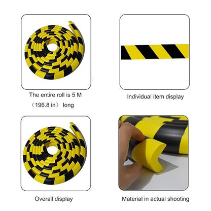 Heavy-Duty Corner Guards – 5M Self-Adhesive Yellow/Black NBR Rubber Wall - Image 4