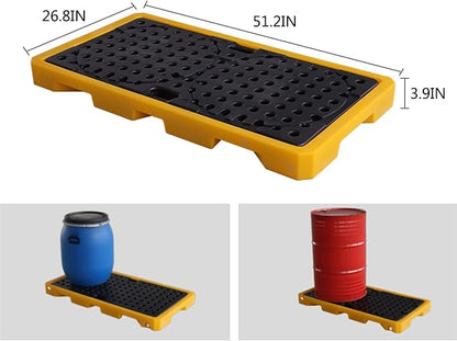 2 Drum Containment Spill Pallet, Polyethylene Low Profile Paint Bucket Tray - Image 2