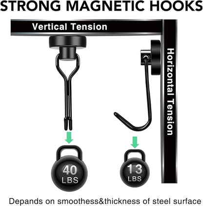 MIKEDE Magnetic Hooks, 40Lbs Heavy Duty Neodymium Magnet Hooks Black Magnetic - Image 3