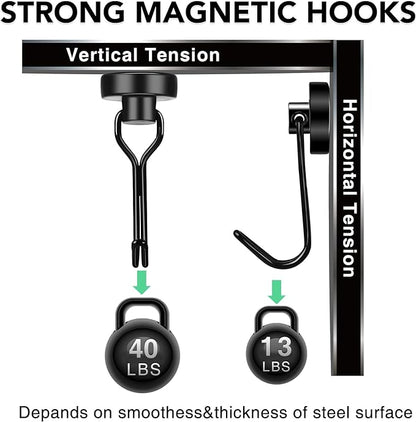 MIKEDE Strong Magnetic Hooks, 40LBS Black Swivel Swing Magnetic Hooks Heavy Duty - Image 4