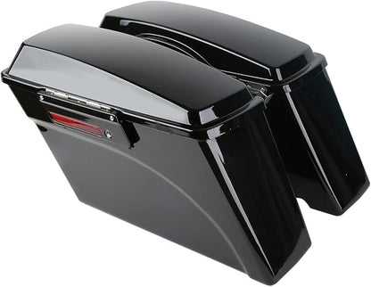 XFMT Motorcycle Saddlebags Vivid Black Hard Saddle Bags Trunk W/Black Latches - Image 2