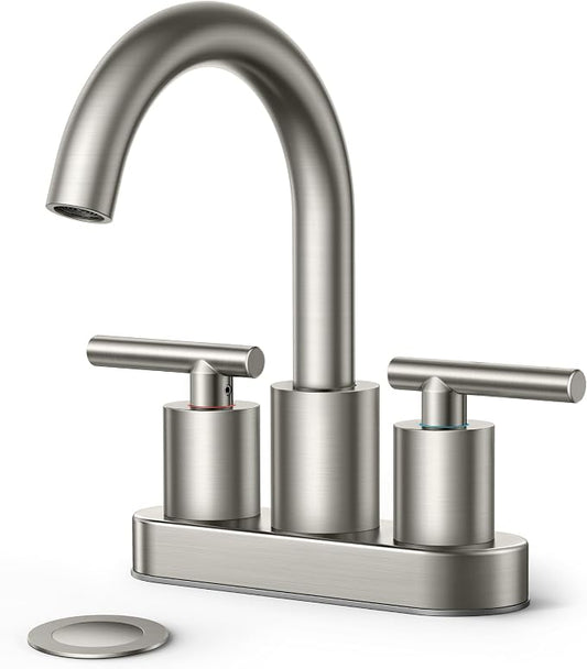 FORIOUS Brushed Nickel Bathroom Faucet 2 Hole, 4 Inch Centerset Bathroom Sink by FORIOUS