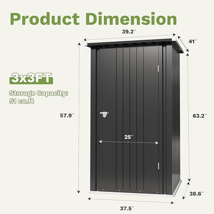 Devoko 3x3 FT Outdoor Storage Shed, Small Garden Tool Shed - Image 5