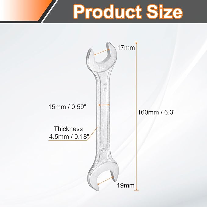 HARFINGTON 5pcs Double Open End Wrench 17mm x 19mm Metric 15 Degree Offset - Image 2