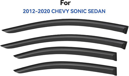 Window Visors Rain Guards for 2012-2020 Chevy Sonic Sedan, Out-Channel Window - Image 2