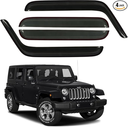 Rain Guard Fit for 2007-2017 Jeep Wrangler Unlimited 4-Door & 2018 Jeep by CHYKORLA