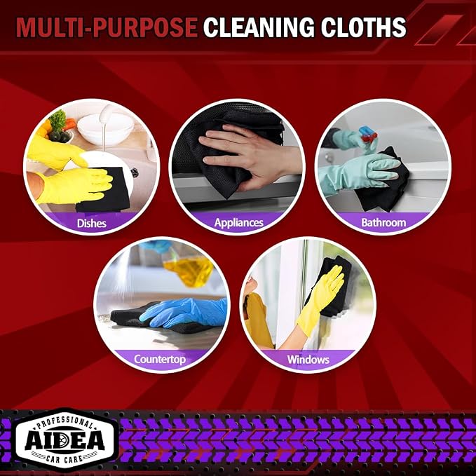 AIDEA Microfiber Cleaning Cloth Black 20PK, Microfiber Towels - Image 7