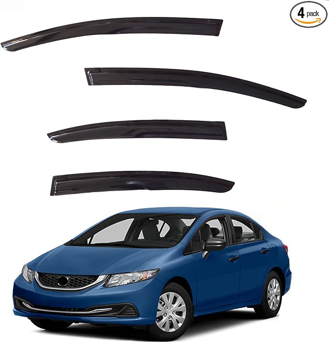 Window Visors Rain Guards fits 2012-2015 Civic Sedan, Out-Channel Window Wind by Unknown
