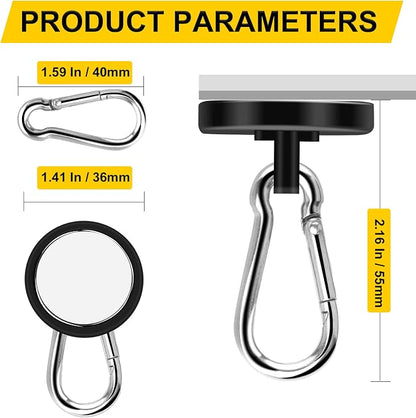 DIYMAG Black Magnetic Hooks, 150LBS Strong Heavy Duty Neodymium Magnet Hooks - Image 2