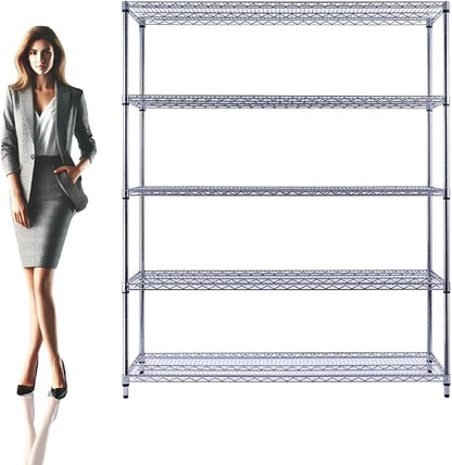 60"x18"x72" Chrome 5-Tier PREMIUM Wire Shelving NSF 4000 LBS MAX CAPACITY Heavy by UtilityBasics