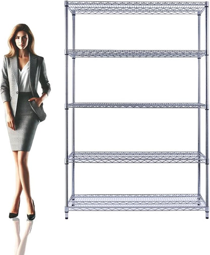 48"x18"x72" Chrome 5-Tier PREMIUM Wire Shelving NSF 4000 LBS MAX CAPACITY Heavy by UtilityBasics