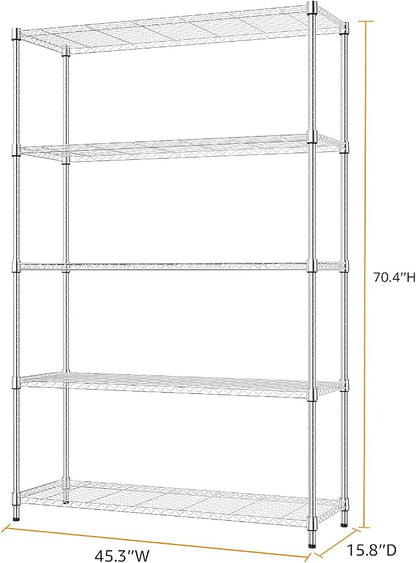 MZG 1750 lbs 5 Tier Storage Rack Metal Wire Shelving Unit, Storage Standing - Image 3