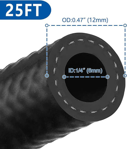 LokoCar Rubber Fuel Hose Line Push Lock 1/4" ID SAE 30R7 NBR 25ft 300PSI Black - Image 3