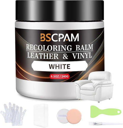 White Leather Recoloring Balm, Leather Couch Scratch/Stain Remover, Leather by BSCPAM
