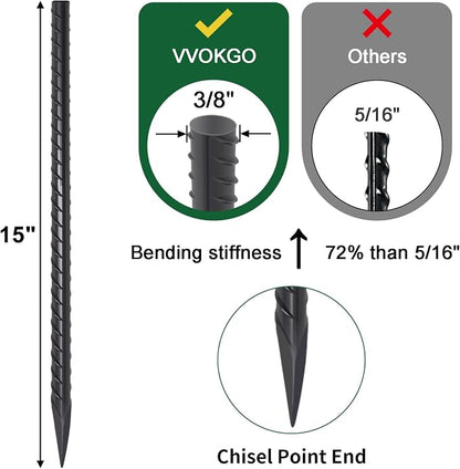 VVOKGO Rebar Stakes 15 Inches Ground Concrete Form Stakes, 3/8" Diameter - Image 2