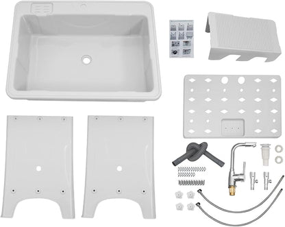 Freestanding Utility Sink Plastic Laundry Tub Spacious Sink - Image 9