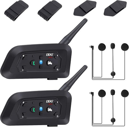 V6 Pro Motorcycle Helmet Bluetooth Intercom Headset 1200M 2 People Full Duplex by GaiRen