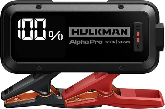 Hulkman Alpha Pro Solid Black, 1750A 59.2Wh Car Jump Starter Portable, by Hulkman