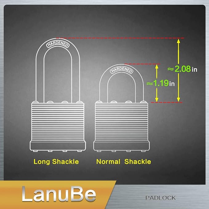 LanuBe Laminated Padlock 1-9/16inch Long Shackle 60 Pack Keyed Alike, Bulk Locks - Image 8