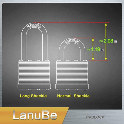 LanuBe Laminated Padlock 1-9/16inch Long Shackle 60 Pack Keyed Alike, Bulk Locks - Image 8