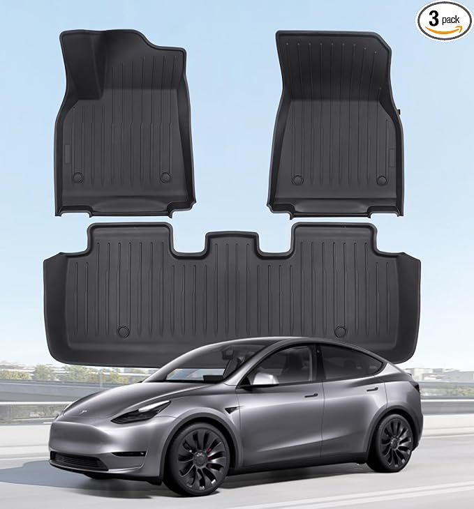 Floor Mats Fits for Tesla Model Y 5-Seat 2024-2020 by WekerAuto