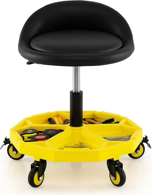 Mechanic Stool, 350 LBS Capacity Rolling Shop Stool by TOOLSEMPRE