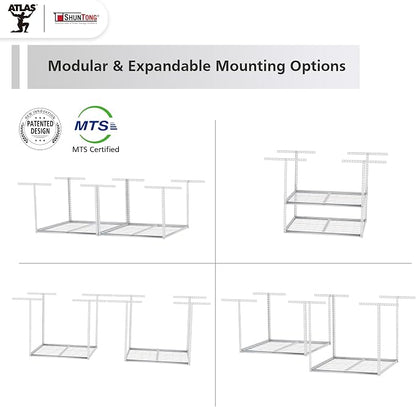 The Atlas 4 x 8 ft Adjustable Height Overhead Garage Storage Rack 900 lbs Heavy - Image 6