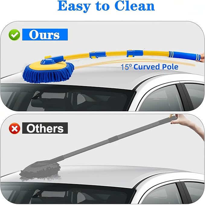 Upgrade Car Wash Brush with Long Handle, Chenille Microfiber Car Cleaning Brush - Image 4