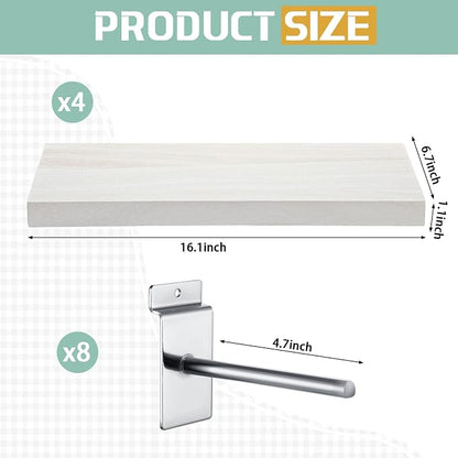 4 Pack Wooden Slatwall Shelf, 16.1" D x 6.7" W x 1.1" H Slatwall Shelves - Image 3