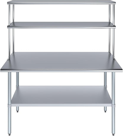 Amgood Stainless Steel Work Table Double Tier Overshelf | Metal Kitchen Prep - Image 2
