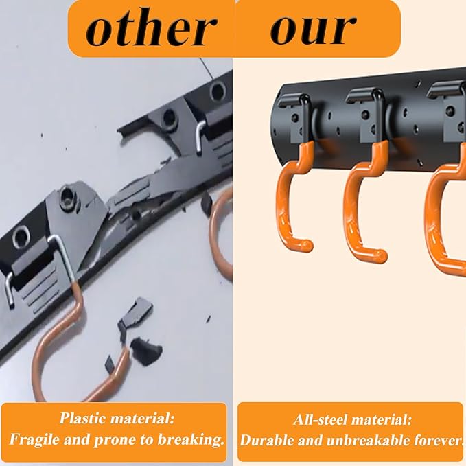 3-H 24×16" All Metal Garden Tool Organizer Wall Mount, Broom Holder Wall Mount - Image 5