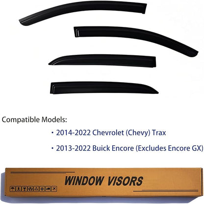 Window Visors Rain Guards fits 2013-2022 Buick Encore, Out-Channel Window Wind - Image 2