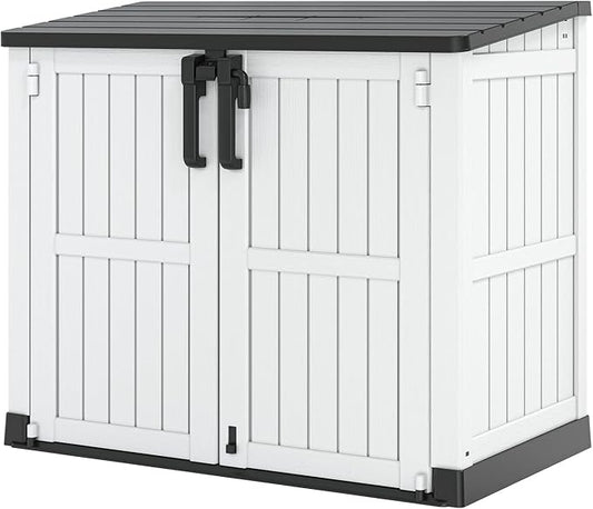 Outdoor Storage Shed 36 Cu. Ft. Resin Garden Horizontal Storage Large Capacity by LHBGO