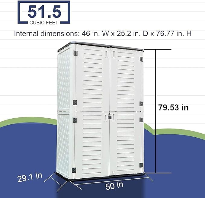 Kinying Outdoor Storage Cabinet, Vertical Storage Shed Perfect to Store Patio - Image 6