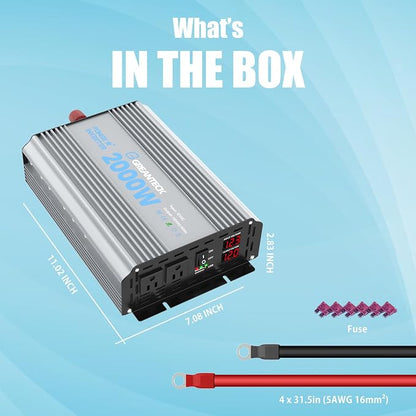 2000 Watt Power Inverter Modified Sine Wave, DC 12V to AC 110V 120V Converter - Image 4