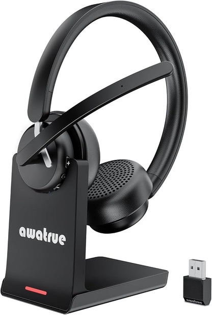 Wireless Headset with Mic for Work, Wireless Headphone with Voice Assistant for by awatrue
