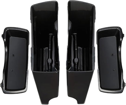 XFMT Unpainted 5" Stretched Extended Hard Saddlebags Dual Exhaust Compatible - Image 4