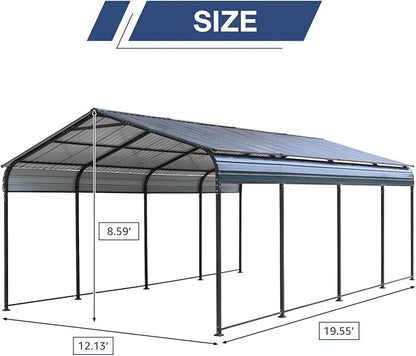 OC Orange-Casual 12 x 20 FT Metal Carport, Outdoor Heavy Duty Steel Canopy - Image 6