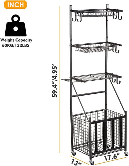 Snail Garage Sports Equipment Storage Organizer Sports Ball Storage Rolling Cart - Image 7