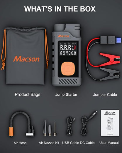 Jump Starter with Air Compressor-1500A Portable Car Battery Charger, 12V Jumper - Image 8
