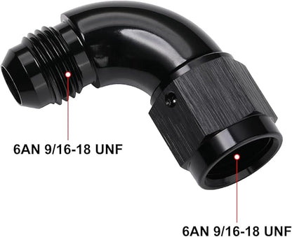 90 Degree 6AN Male to 6AN Female Swivel Full Flow Fitting Adapter Coupler - Image 2