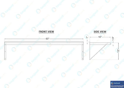 AmGood 16 in. x 60 in. Stainless Steel Wal Mount Shelf. Commercial/Home. Kitchen - Image 5