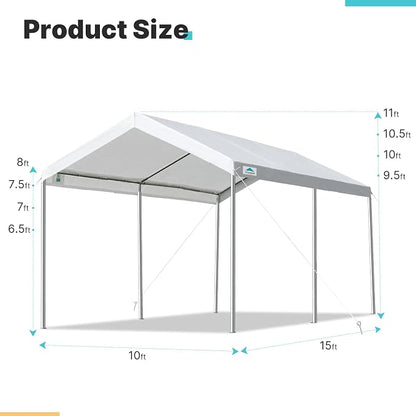 ADVANCE OUTDOOR Adjustable 10x15 ft Heavy Duty Carport Car Canopy Garage Boat - Image 5