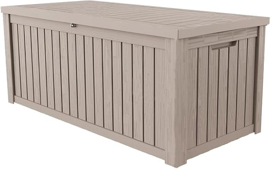 180 Gallon Lockable Resin Deck Box, Waterproof & UV-Resistant Outdoor Storage by Home